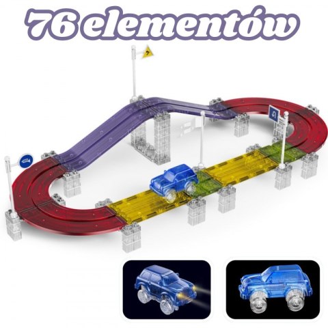 WOOPIE Magnetyczny Tor Samochodowy Wyścigowy + Autko 76 el.