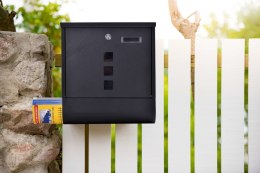 Skrzynka pocztowa na listy Hans z gazetnikiem czarna