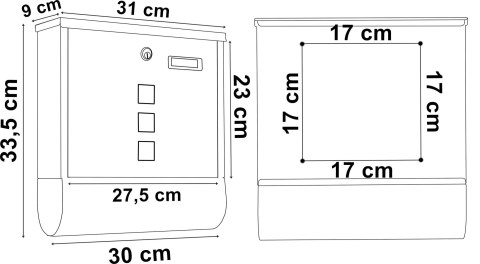Skrzynka pocztowa na listy Hans z gazetnikiem czarna