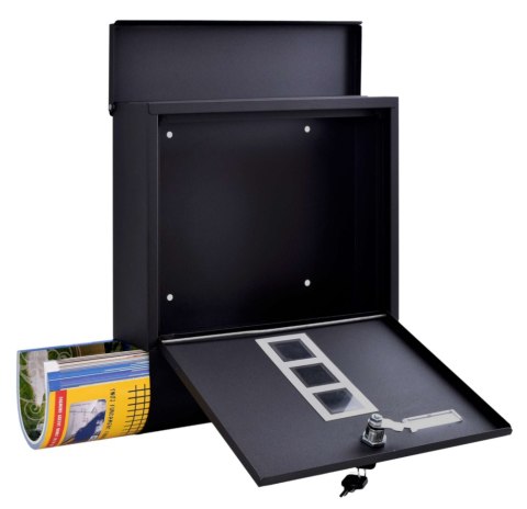 Skrzynka pocztowa na listy Hans z gazetnikiem czarna