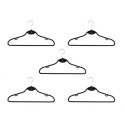 Wieszak flokowany Roxi komplet 5 szt. - czarny
