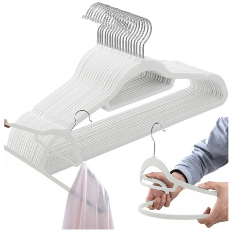 Wieszak welurowy na ubrania Maxi komplet 20 sztuk - szary