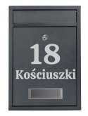 Skrzynka pocztowa na listy Gustav antracyt z napisami