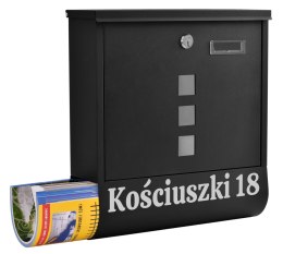 Skrzynka pocztowa na listy Hans czarny z napisami