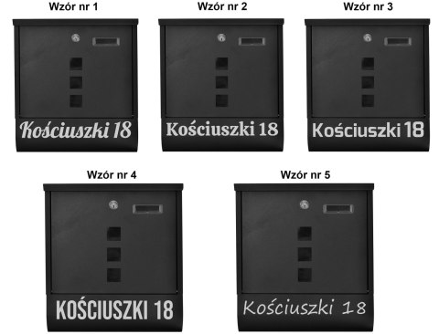 Skrzynka pocztowa na listy Hans czarny z napisami