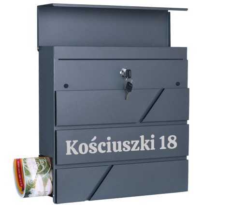 Skrzynka pocztowa na listy Tove antracyt z napisami