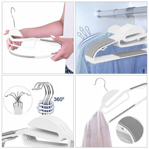 Wieszak Flexi komplet 10 sztuk biało-szary