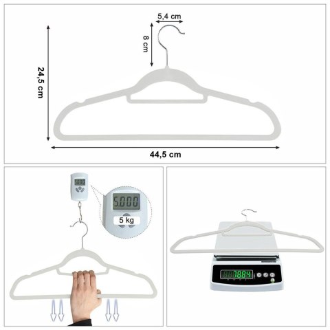Wieszak welurowy Maxi komplet 50 sztuk szary