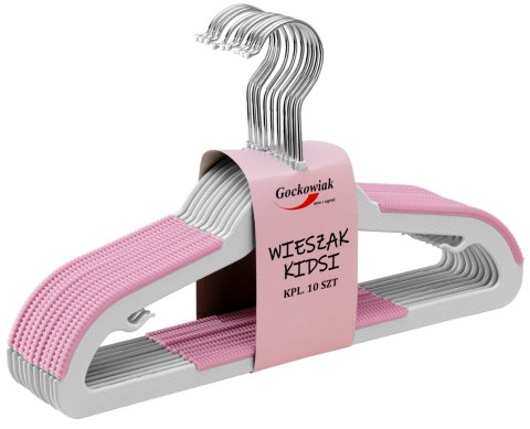 Wieszaki dziecięce KIDSI komplet 10 sztuk szaro-różowe