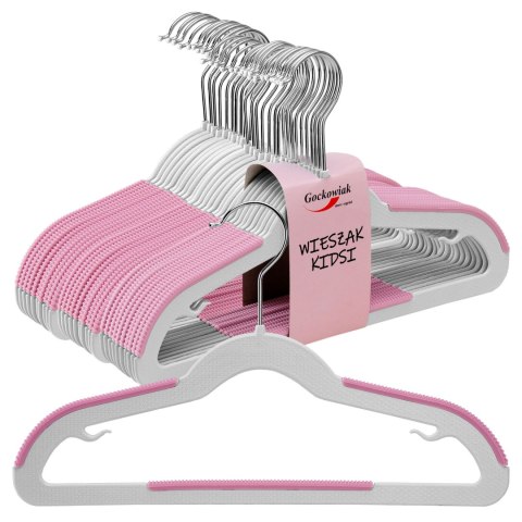 Wieszaki dziecięce KIDSI komplet 30 sztuk szaro-różowe