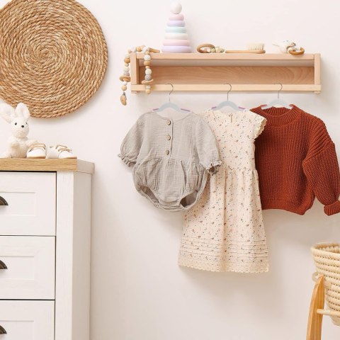 Wieszaki dziecięce KIDSI komplet 30 sztuk szaro-różowe