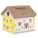 CLASSIC WORLD Drewniany Domek Sensoryczny Edukacyjny z Zamkami Kluczykami 11el. 18m+