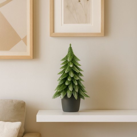 Choinka Ozdobna Dekoracyjna Sztuczna W Doniczce Srebrne Wykończenie 22 x 10 cm