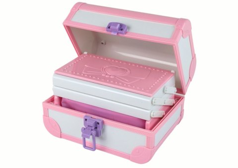 Zestaw Piękności Kosmetyki Makijaż Robienie Paznokci Różowy Kuferek