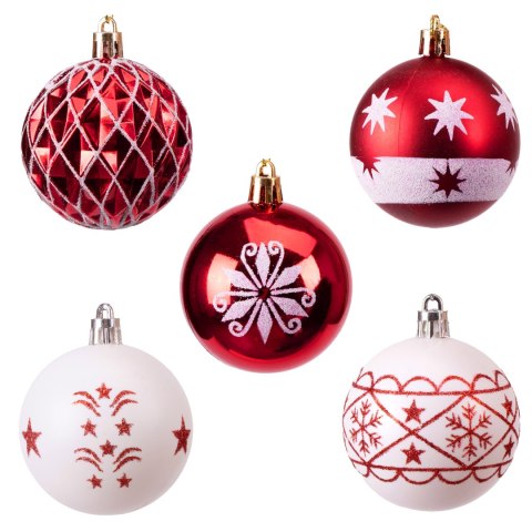 Zestaw bombek na choinkę SAPIN CZERWONO-BIAŁY 30 szt