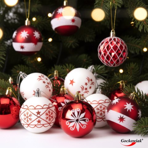 Zestaw bombek na choinkę SAPIN CZERWONO-BIAŁY 30 szt