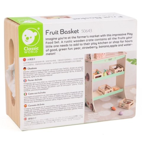 CLASSIC WORLD Zestaw Drewnianych Owoców w Koszyku 6 el. 18m+