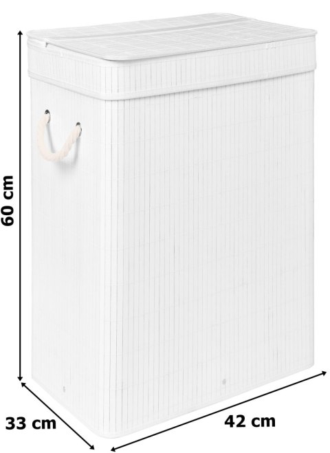 Kosz na pranie bambusowy z pokrywą SOREN 80L biały
