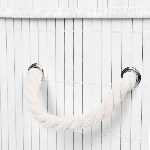 Kosz na pranie bambusowy z pokrywą SOREN 80L biały