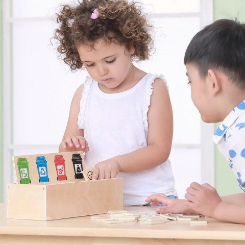 VIGA Układanka Gra edukacyjna drewniana do nauki sortowania śmieci 3+