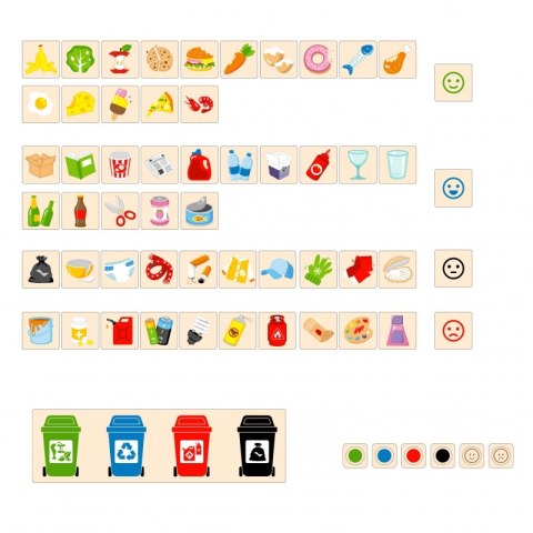 VIGA Układanka Gra edukacyjna drewniana do nauki sortowania śmieci 3+