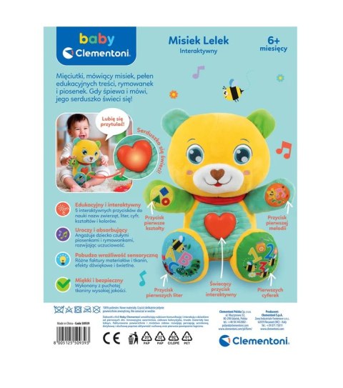 Kolorowy Interaktywny Misiek Lelek Język Polski Clementoni 50939
