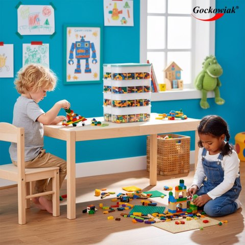 Pudełko 4-piętrowe na zabawki klocki LEGOS