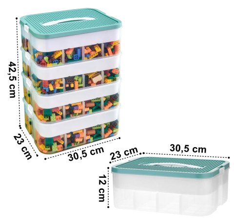 Pudełko 4-piętrowe na zabawki klocki LEGOS