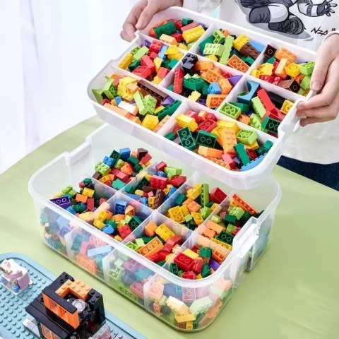 Pudełko 4-piętrowe na zabawki klocki LEGOS
