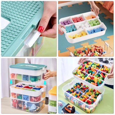 Pudełko 4-piętrowe na zabawki klocki LEGOS