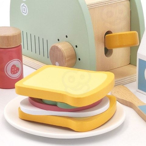 WOOPIE GREEN Drewniany Toster Zestaw Śniadaniowy z Akcesoriami 14 el. FSC