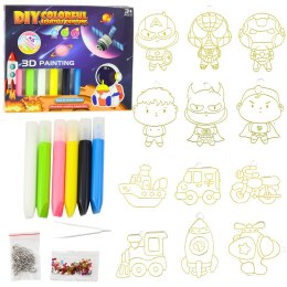 Zestaw Do Malowania Kosmos 3D DIY 6 Farbek Zawieszki 12 szt.