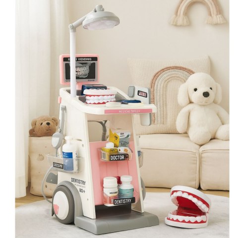Zestaw Doktor Dentysta Wózek Medyczny Światła Różowy 26 el.