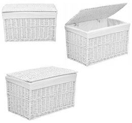 Zestaw białych kufrów wiklinowych 3 szt