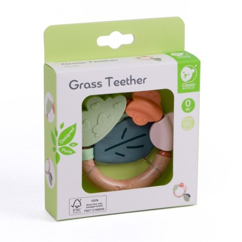 CLASSIC WORLD Drewniana Grzechotka Sensoryczna Gryzak 2w1 0+