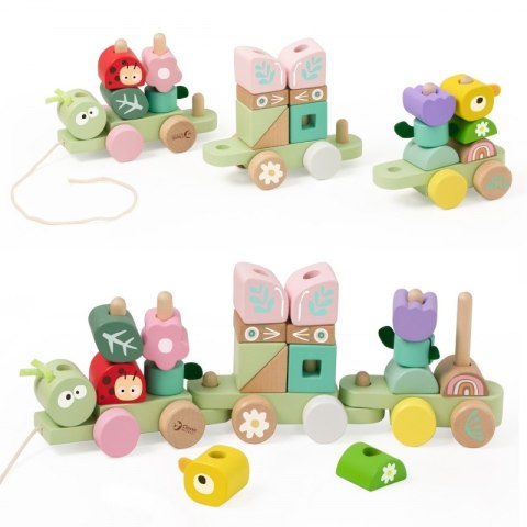 CLASSIC WORLD Montessori Kolejka Gąsienica Drewniana Układanka 12m+