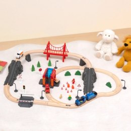 Tooky Toy Drewniana Kolejka Elektryczna Straż Pożarna Efekty Dźwiękowe 70 el.