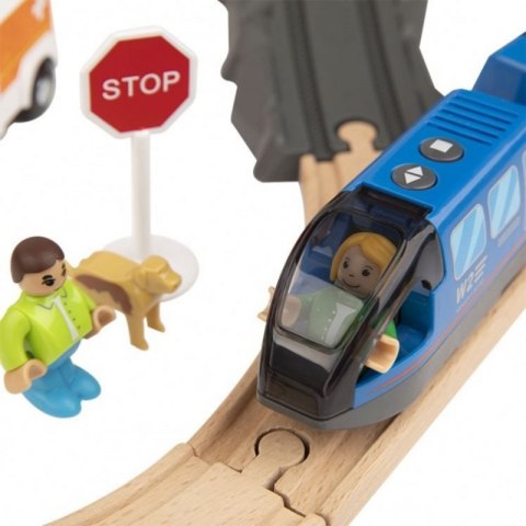 Tooky Toy Drewniana Kolejka Elektryczna Straż Pożarna Efekty Dźwiękowe 70 el.