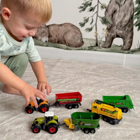 WOOPIE Zestaw Mini Farmera Traktory z Przyczepami