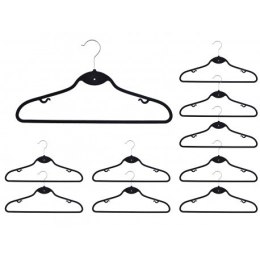 Wieszak welurowy Roxi komplet 10 sztuk czarny