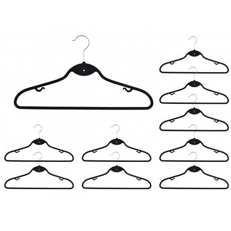 Wieszak welurowy Roxi komplet 10 sztuk czarny