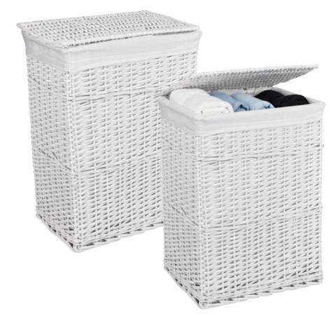 Zestaw koszy wiklinowych białych 72L I 114L