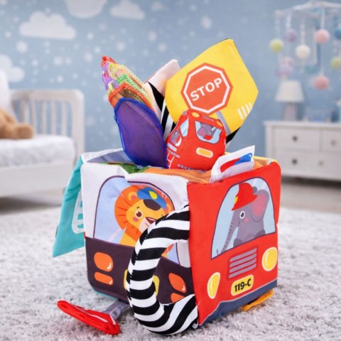 Miękka Kostka Sensoryczna z Lusterkiem Autka Znaki Drogowe Dla Malucha