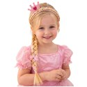 Opaska Z Długim Warkoczem Różowa Wstążka Diamenty Korona 50 cm